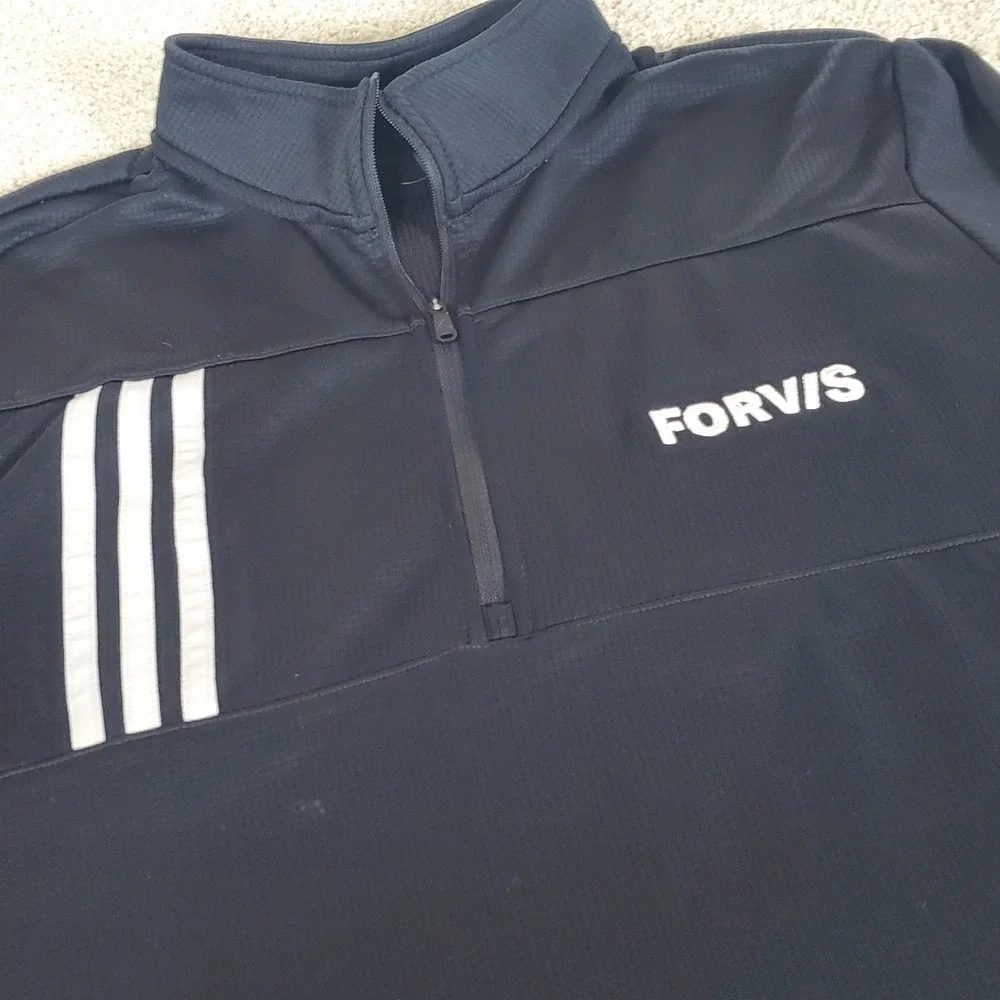 Adidas Quarter Zip Pullover Men's Medium Black Forvis Logo 3-Stripe Athletic Top